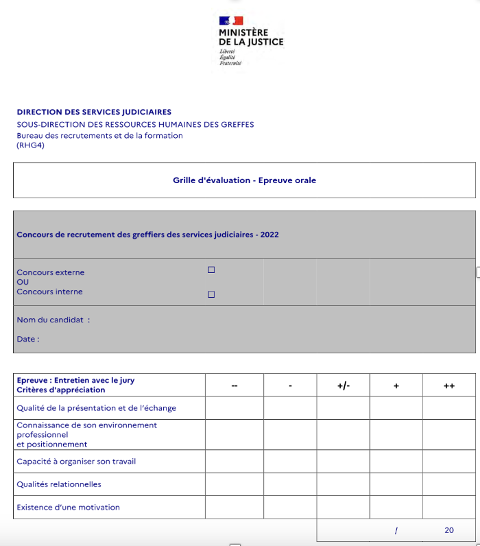 grille évaluation oral greffier interne et externe